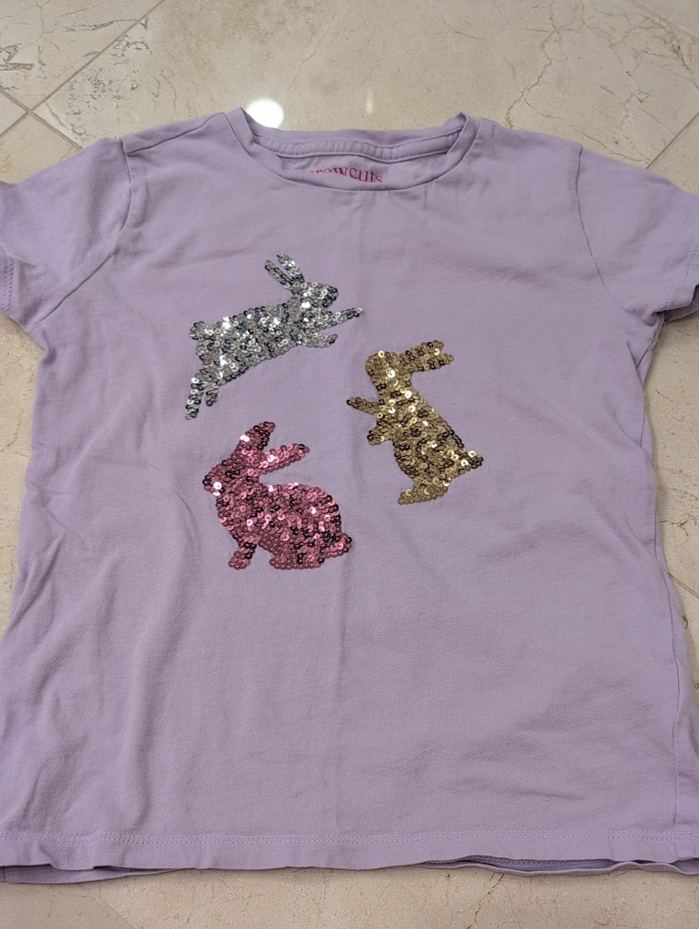 Kids Crewcuts Lavender Sequin Bunny Tee Size 6 Easter